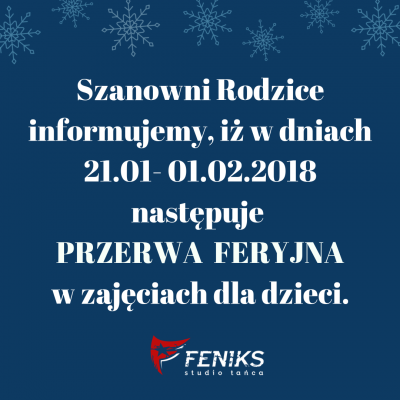 21.01- 01.02.2018 | FENIKS # Szkoła tańca Białystok, kursy nauka tańca w Białymstoku, salsa, taniec towarzyski, taniec brzucha, latino solo